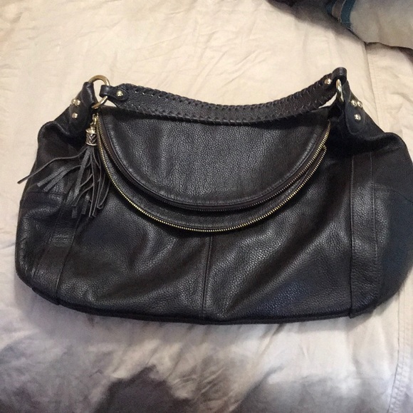 Dark brown leather hobo bag - Picture 1 of 3